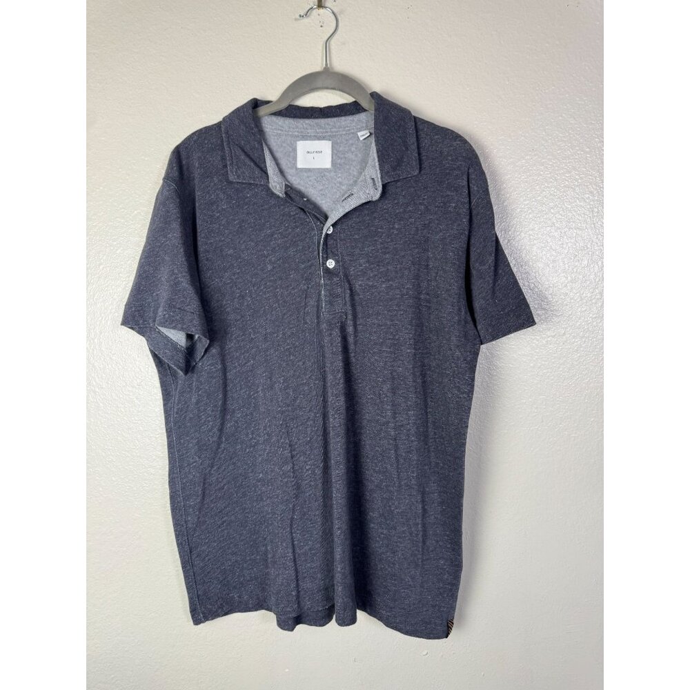 Billy Reid Mens Heathered Gray Polo Shirt Size Large 100% Cotton Lightweight